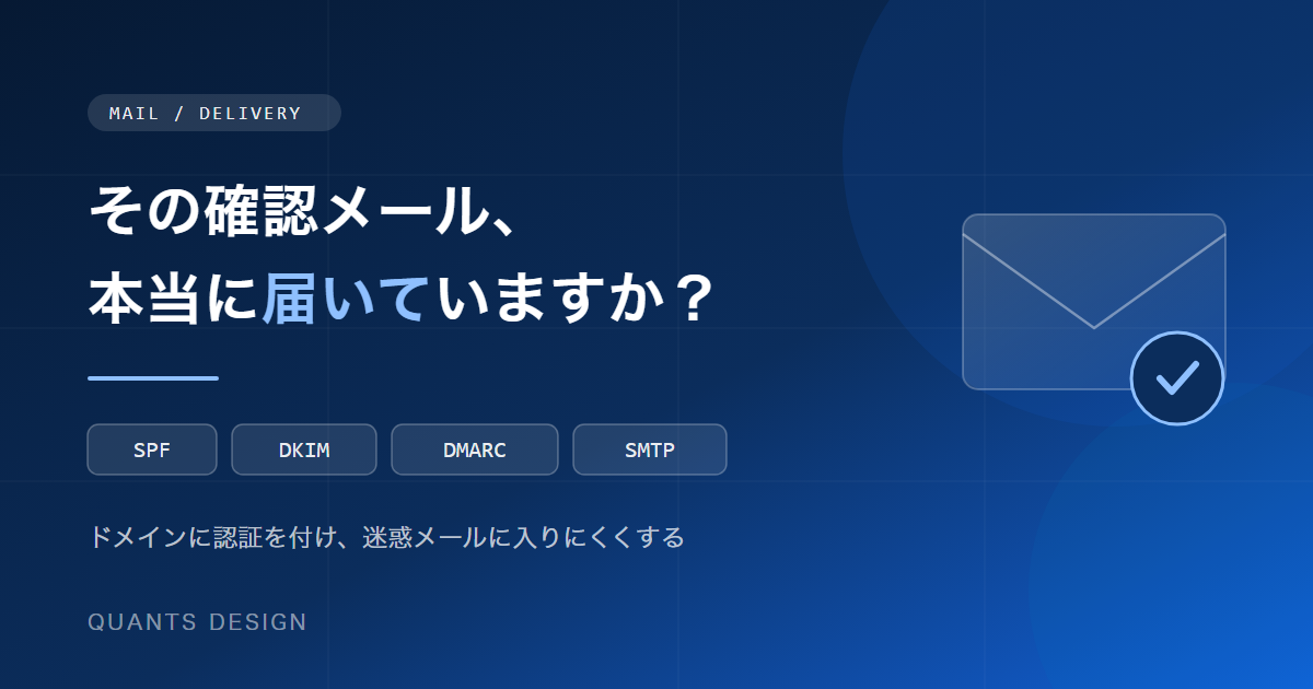 SPF・DKIM・DMARC・SMTPによるメール認証の仕組みを表したイメージ